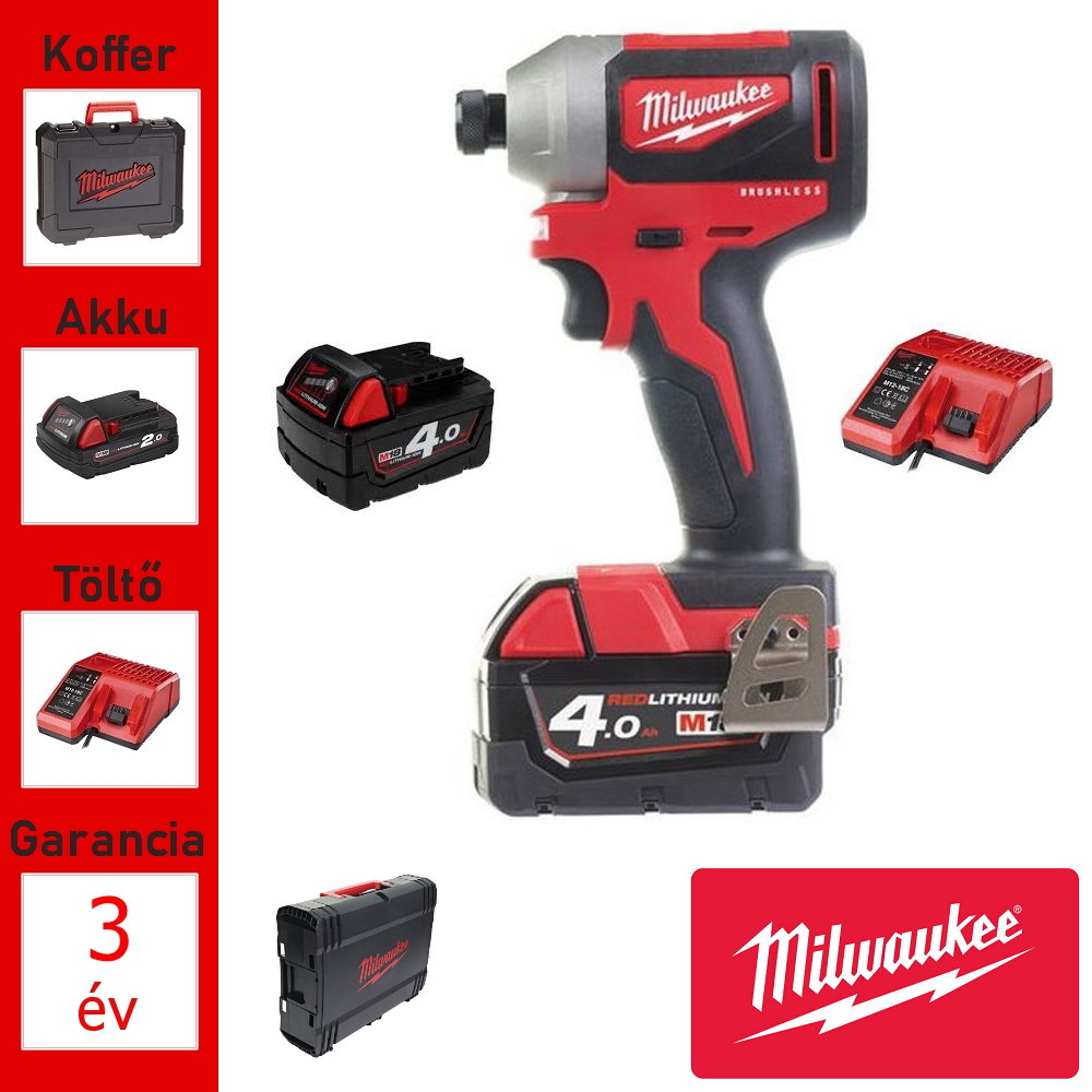 Milwaukee 18V szénkefe nélküli ütvecsavarozó +2akku,töltő,180Nm